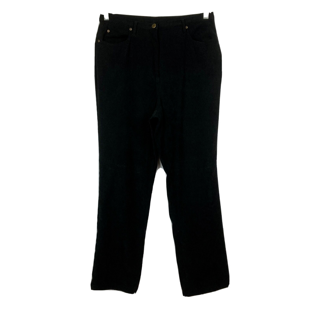 Denim & Co Pants Womens Sz 12T Tall Black Twill Stretch Straight‎ Leg Chino
